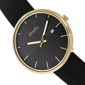 Simplify The 6400 Leather-Band Watch w/Date - Gold/Black - SIM6404