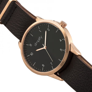 Simplify The 5600 Leather-Band Watch - Black/Dark Brown - SIM5605