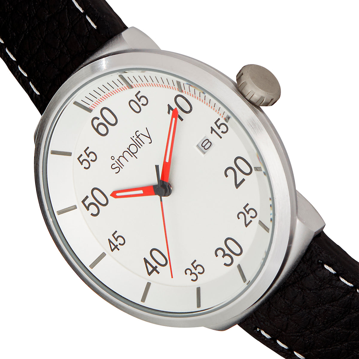 Simplify The 7100 Unisex Watch Black Band Silver Case 