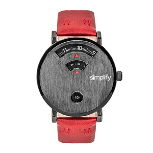 Simplify The 7000 Leather-Band Watch - Black/Red - SIM7003