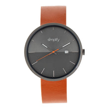 Load image into Gallery viewer, Simplify The 6400 Leather-Band Watch w/Date - Gunmetal/Orange - SIM6405
