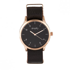 Simplify The 5600 Leather-Band Watch - Black/Dark Brown - SIM5605