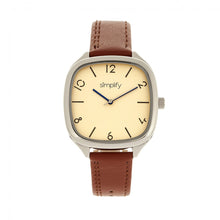 Load image into Gallery viewer, Simplify The 3500 Leather-Band Watch - Silver/Camel - SIM3505
