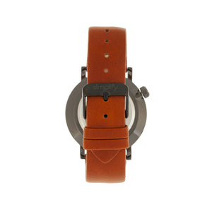 Simplify The 3600 Leather-Band Watch - Silver/Orange - SIM3603