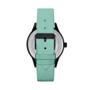 Simplify The 2400 Leather-Band Unisex Watch - Black/Seafoam - SIM2407