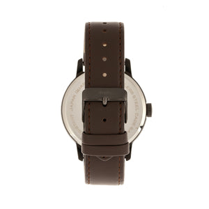 Simplify The 3400 Leather-Band Watch - Gunmetal/Dark Brown - SIM3405