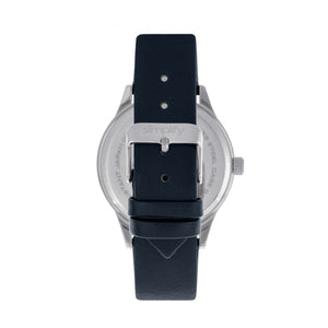 Simplify The 2400 Leather-Band Unisex Watch - Silver/Navy - SIM2406