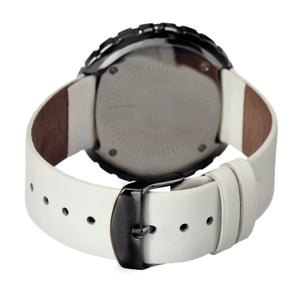 Simplify The 2100 Leather-Band Ladies Watch w/Date - Black/White/White - SIM2107