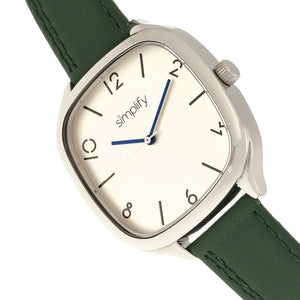 Simplify The 3500 Leather-Band Watch - Silver/Green - SIM3504