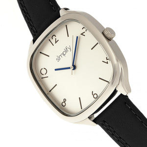 Simplify The 3500 Leather-Band Watch - Silver/Black - SIM3501