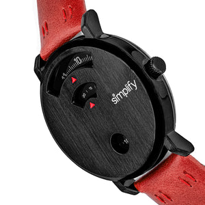 Simplify The 7000 Leather-Band Watch - Black/Red - SIM7003