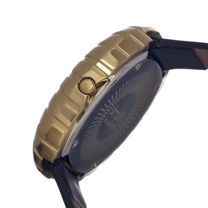 Simplify The 2100 Leather-Band Ladies Watch w/Date - Gold/Black/White - SIM2103