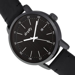 Simplify The 2500 Leather-Band Men's Watch w/ Date - Black - SIM2502