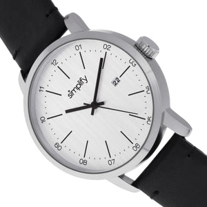 Simplify The 2500 Leather-Band Men's Watch w/ Date - Silver - SIM2501