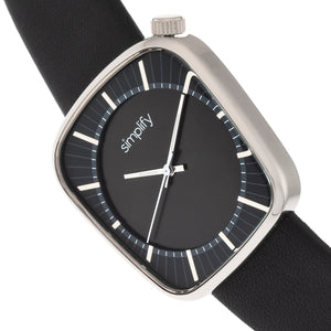 Simplify The 6800 Leather-Band Watch - Silver/Black - SIM6802