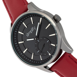 Simplify The 6600 Series Leather-Band Watch - Red/Black - SIM6604