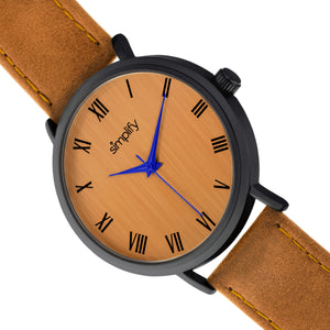 Simplify The 2900 Leather-Band Watch - Black/Orange - SIM2907