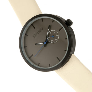 Simplify The 3900 Leather-Band Watch w/ Date - Eggshell - SIM3905