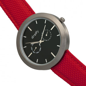 Simplify The 6100 Canvas-Overlaid Strap Watch w/ Day/Date - Black/Red - SIM6105