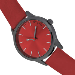 Simplify The 2400 Leather-Band Unisex Watch - Black/Red - SIM2405