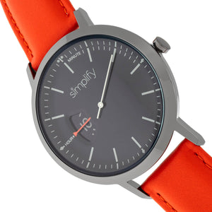 Simplify The 6500 Leather-Band Watch - Orange/Black - SIM6506