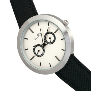 Simplify The 6100 Canvas-Overlaid Strap Watch w/ Day/Date - White/Black - SIM6102