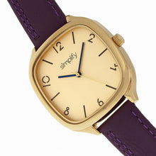 Load image into Gallery viewer, Simplify The 3500 Leather-Band Watch - Gold/Plum - SIM3507
