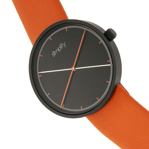 Simplify The 4100 Leather-Band Watch - Black/Orange - SIM4103