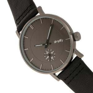 Simplify The 3600 Leather-Band Watch - Charcoal/Black - SIM3604