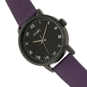 Simplify The 4200 Leather-Band Watch - Purple - SIM4207
