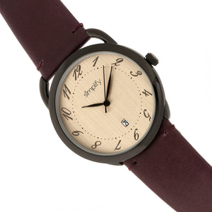 Simplify The 4900 Leather-Band Watch w/Date - Black/Plum - SIM4904