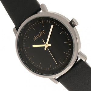 Simplify The 6200 Leather-Strap Watch - Black/Gunmetal - SIM6204