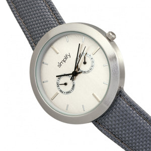 Simplify The 6100 Canvas-Overlaid Strap Watch w/ Day/Date - White/Grey - SIM6103