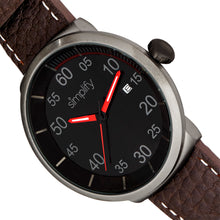 Load image into Gallery viewer, Simplify The 7100 Leather-Band Watch w/Date - Dark Brown/Red - SIM7106
