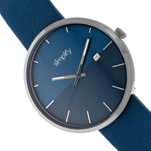Load image into Gallery viewer, Simplify The 6400 Leather-Band Watch w/Date - Gunmetal/Blue - SIM6406
