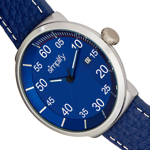 Simplify The 7100 Leather-Band Watch w/Date - Blue - SIM7104