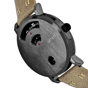 Simplify The 7000 Leather-Band Watch - Gunmetal/Brown - SIM7005