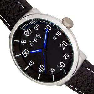 Simplify The 7100 Leather-Band Watch w/Date - Black - SIM7103
