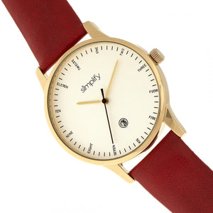 Simplify The 4300 Leather-Band Watch w/Date - Gold/Dark Brown - SIM4306