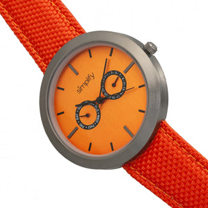Simplify The 6100 Canvas-Overlaid Strap Watch w/ Day/Date - Orange - SIM6106