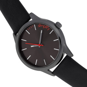 Simplify The 2400 Leather-Band Unisex Watch - Black - SIM2404