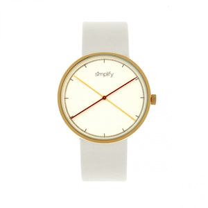 Simplify The 4100 Leather-Band Watch - Gold/White - SIM4104