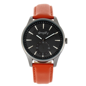 Simplify The 6600 Series Leather-Band Watch - Orange/Black - SIM6605