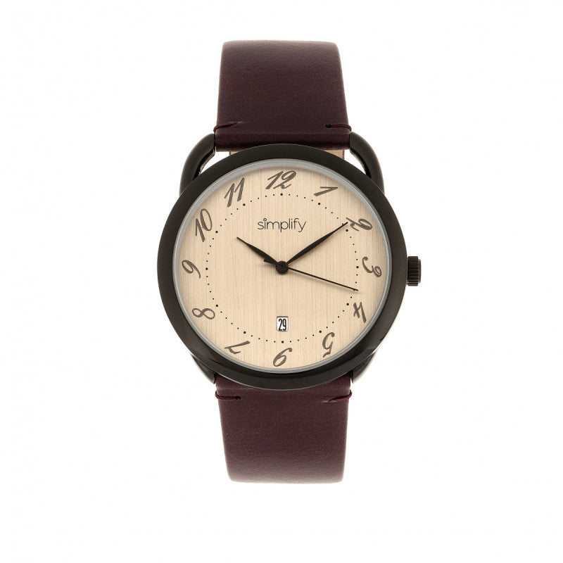 Simplify The 4900 Leather-Band Watch w/Date