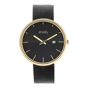 Simplify The 6400 Leather-Band Watch w/Date - Gold/Black - SIM6404