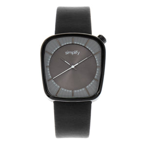 Simplify The 6800 Leather-Band Watch - Black/Charcoal - SIM6804