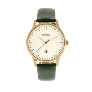 Simplify The 4300 Leather-Band Watch w/Date - Gold/Green - SIM4305