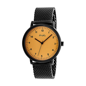 Simplify The 3200 Mesh-Bracelet Watch - Black/Orange - SIM3207