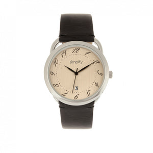 Simplify The 4900 Leather-Band Watch w/Date