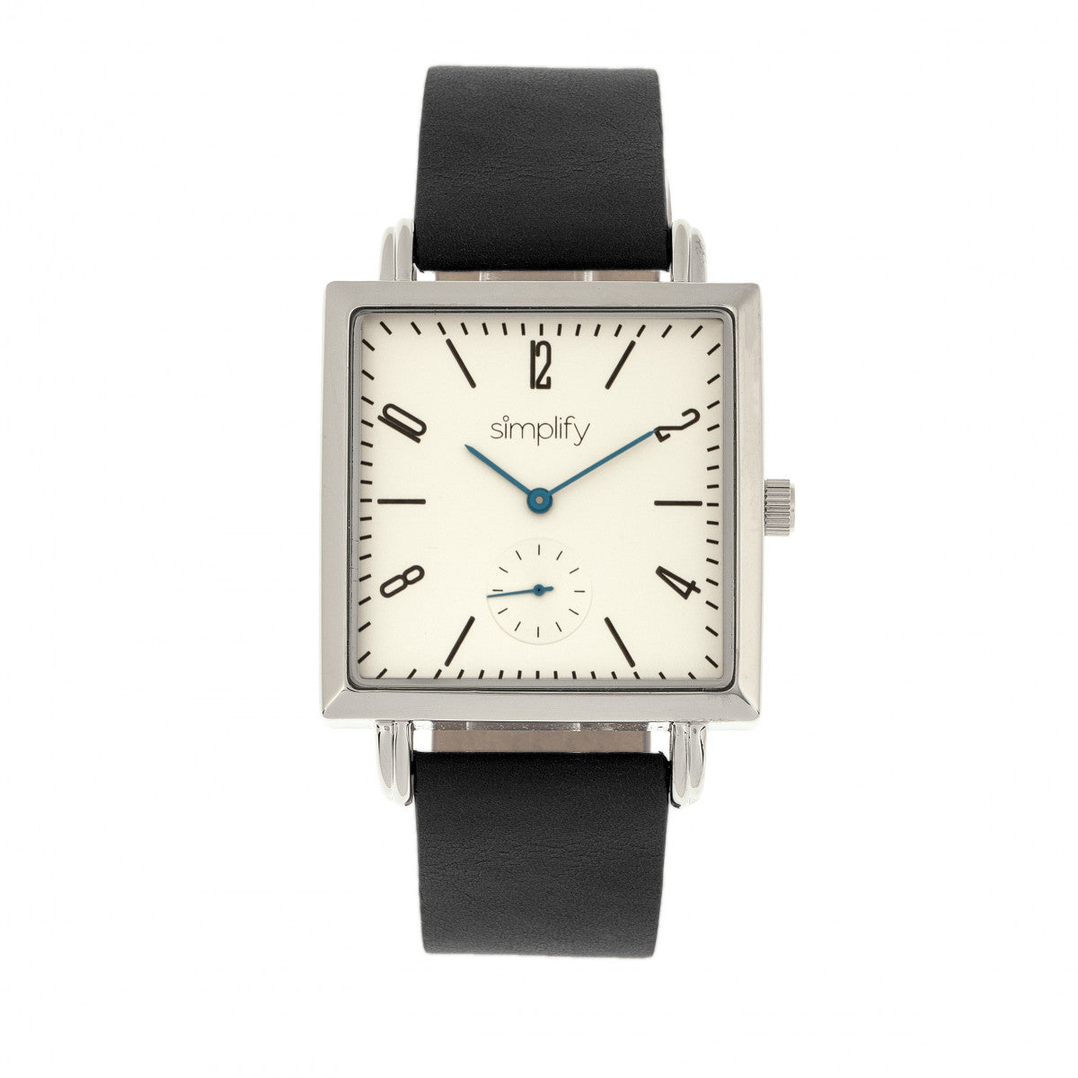 SIMPLIFY MINIMALIST NWOT AUTHENTIC STAINLESS STEEL & GENUINE BLACK LEATHER BLACK Simplify The 5000 Unisex Watch Black Band Silver Case  main image 2